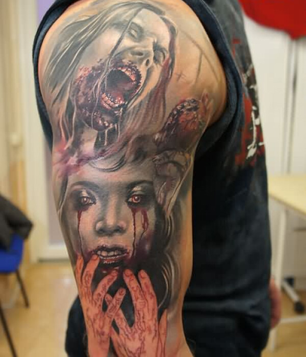 Colored Zombie Tattoo ideas