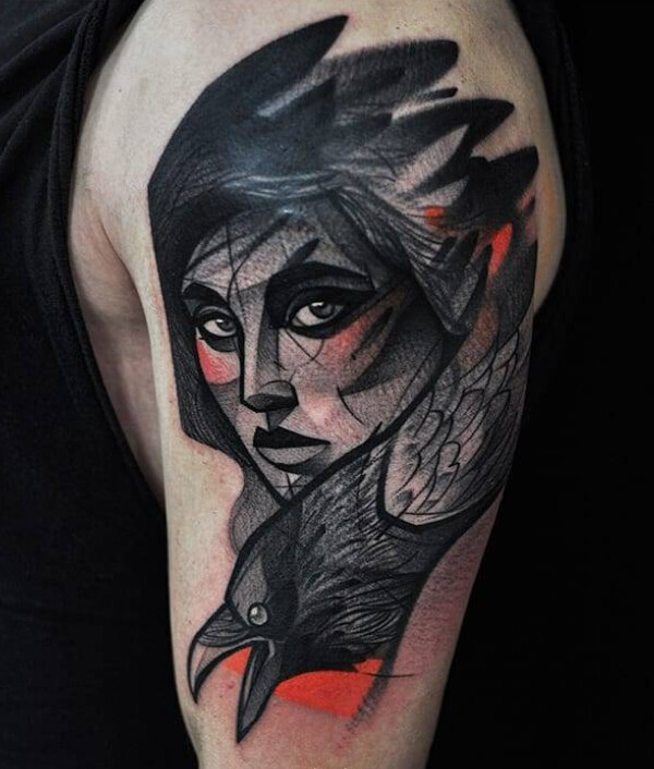 Crow Raven Girl ZombieTattoo