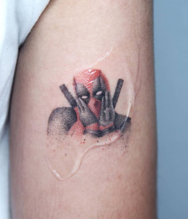 Deadpool Logo Palm Tattoo Designs
