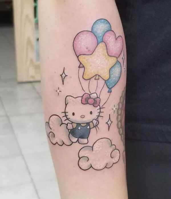 Hello Kitty Tattoo With Ballons