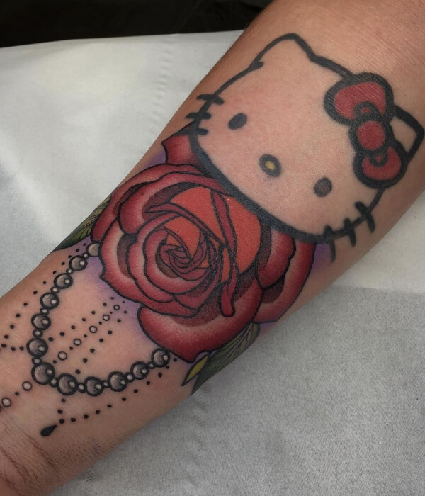 Hello Kitty Tattoo With Rose Ideas