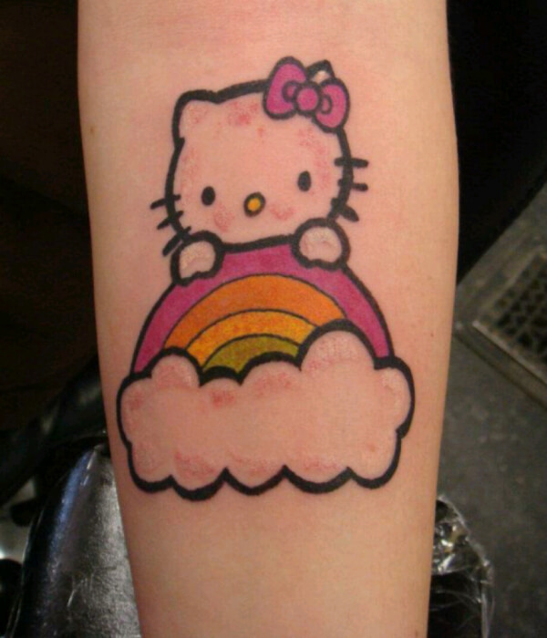 Hello Kitty tattoo With Rainbow IMAGES
