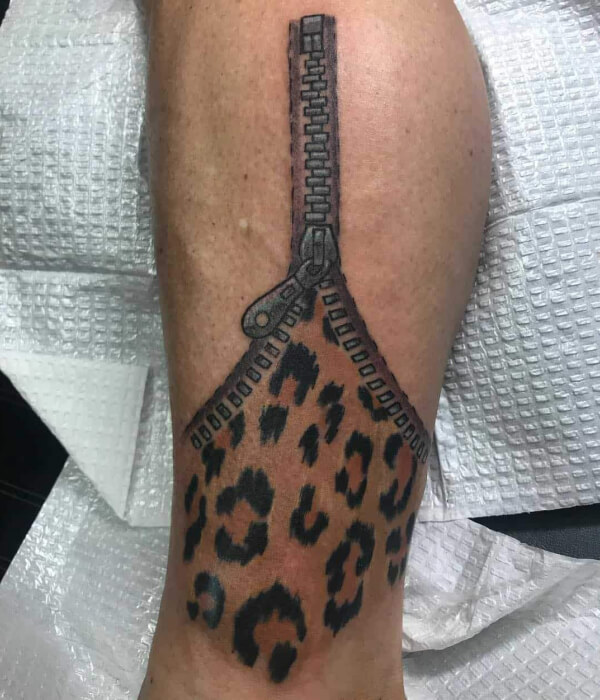 Leopard Print Zipper Tattoo