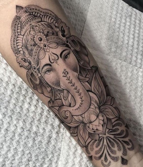 Lotus and Ganesh Yoga Tattoo ideas