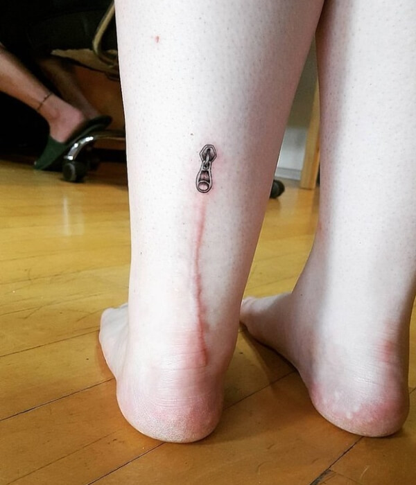 Monochrome Zipper Tattoo