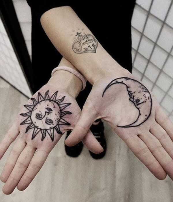 Moon Palm Tattoo Ideas
