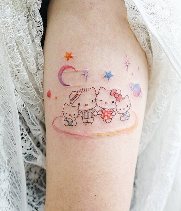Space-Theme Hello Kitty Tattoo
