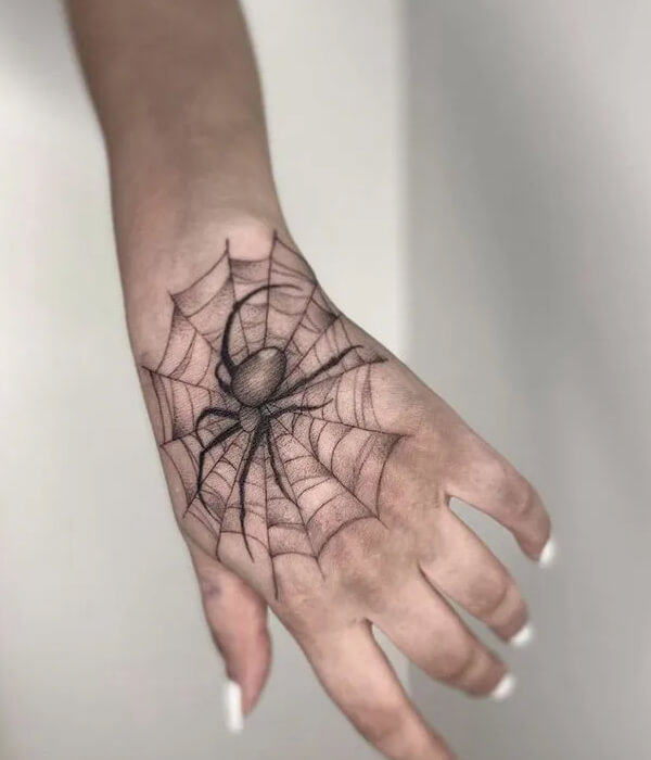 Spiderweb Palm Tattoo Designs
