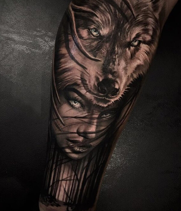 Wolf And Devil Woman Zombie Tattoo ideas