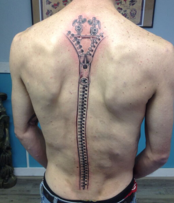 Zipper Tattoo On Full Back-1