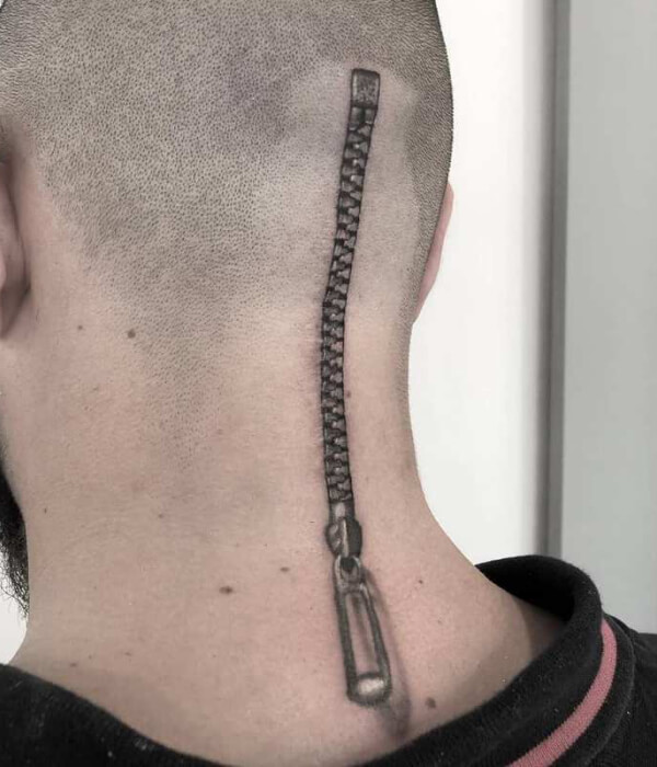 Zipper Tattoo On The Head
