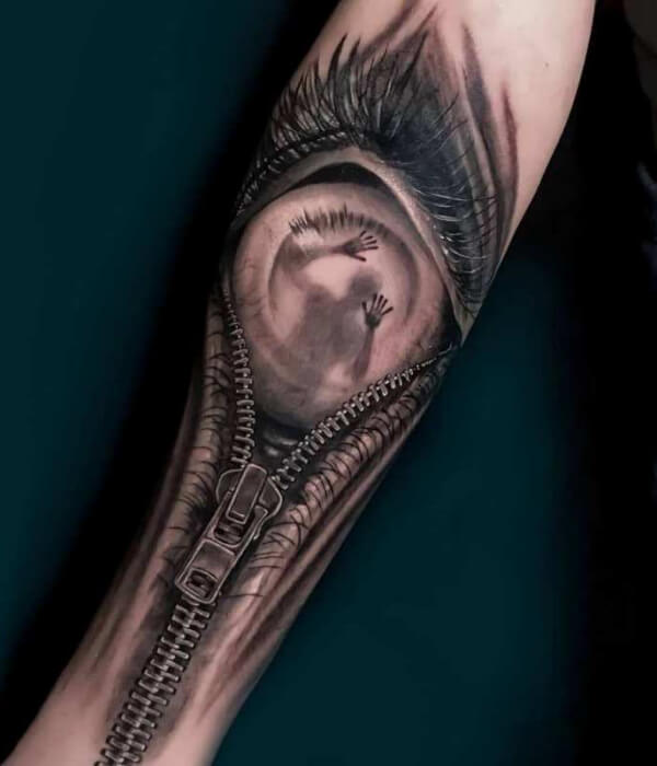 Zipper Tattoo With Eye ideas