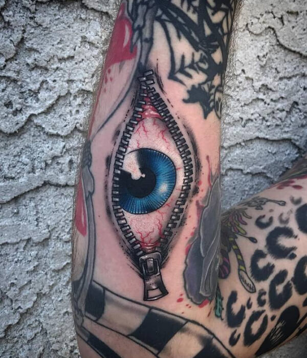 Zipper Tattoo With Eye