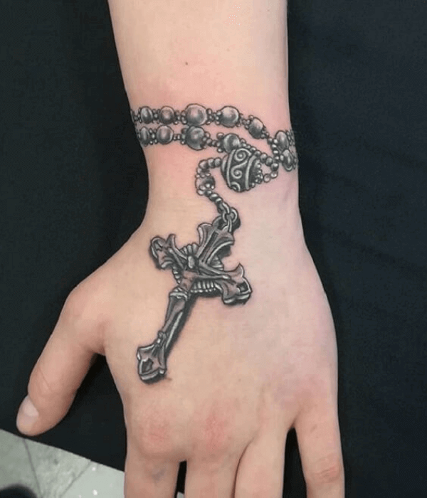 A Freehand Rosary Tattoo Design