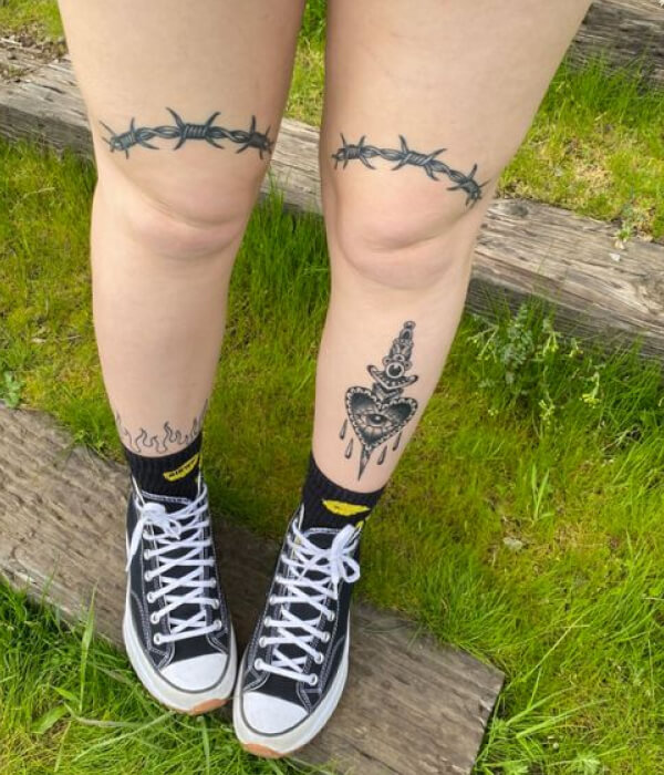 Barbed Wire Knee Tattoo