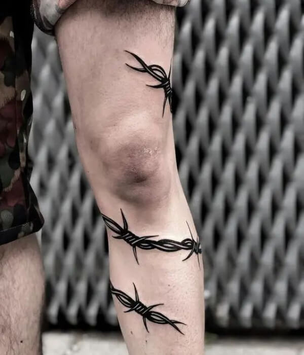 Barbed Wire Leg Tattoo