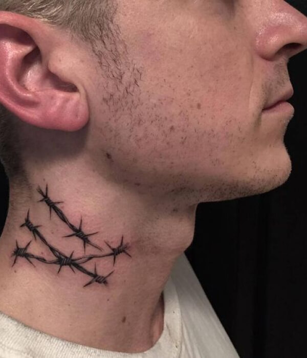 Barbed Wire Neck Tattoo For Men