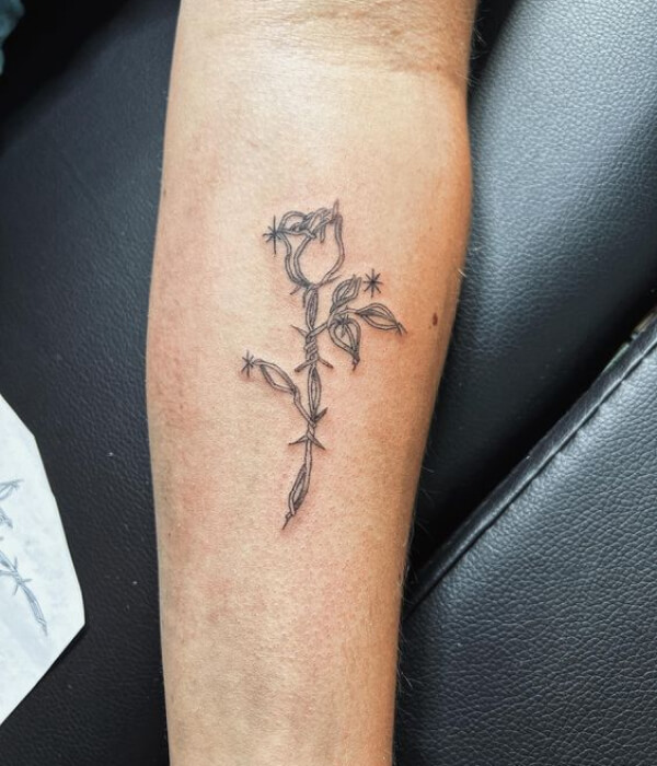 Barbed Wire Rose Tattoo