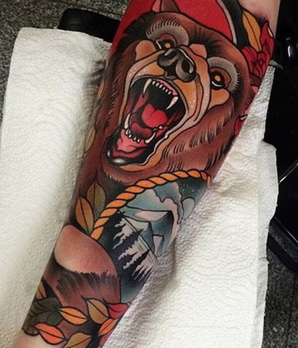 Bear Tattoo Sleeve American Traditional ideas