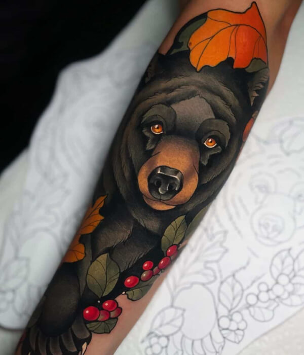 Bear Tattoo Sleeve American Traditional
