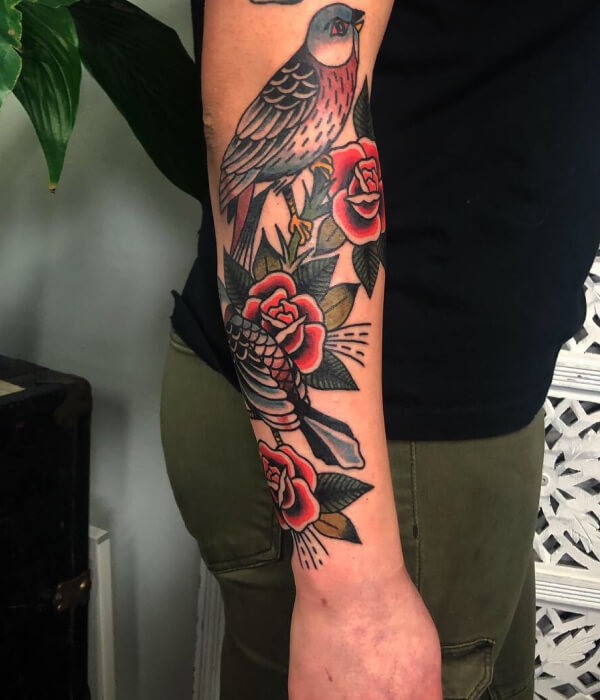 Bird Tattoo Sleeve American Traditional