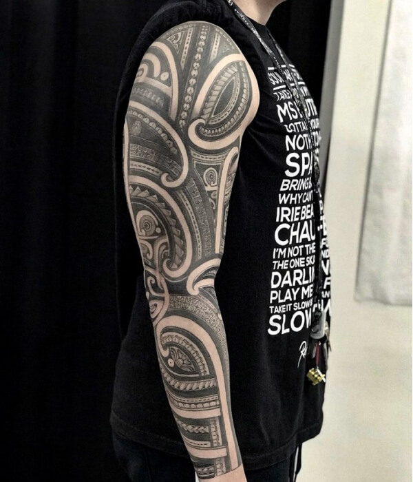Black American Traditional Sleeve Tattoo
