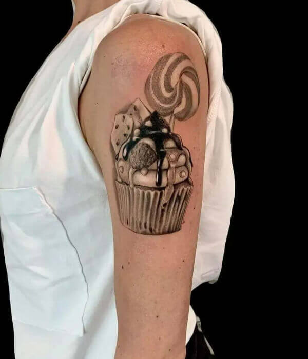 Black and White Cupcake Tattoo designs