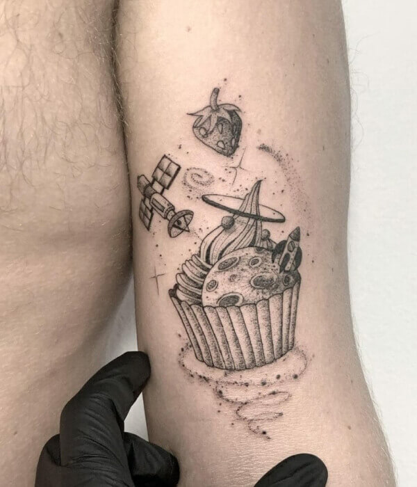 Black and White Cupcake Tattoo