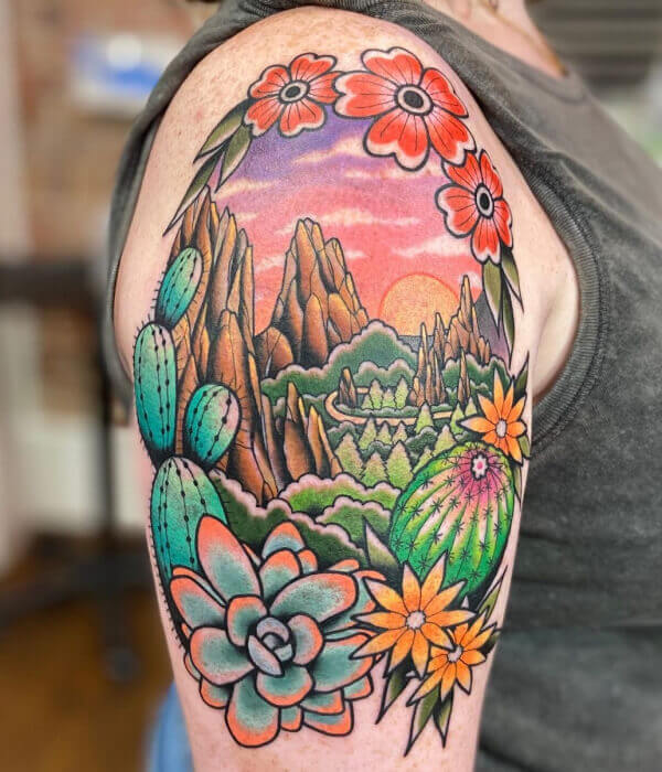 Cactus Flower Tattoo