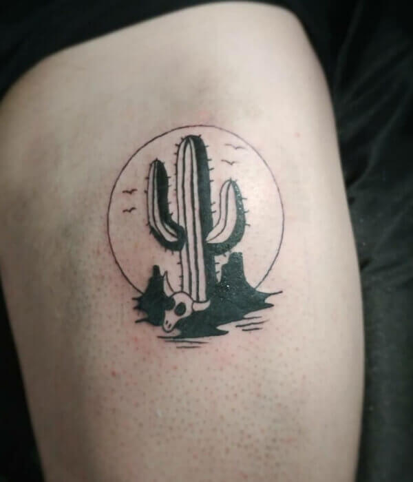 Circular Cactus Tattoo