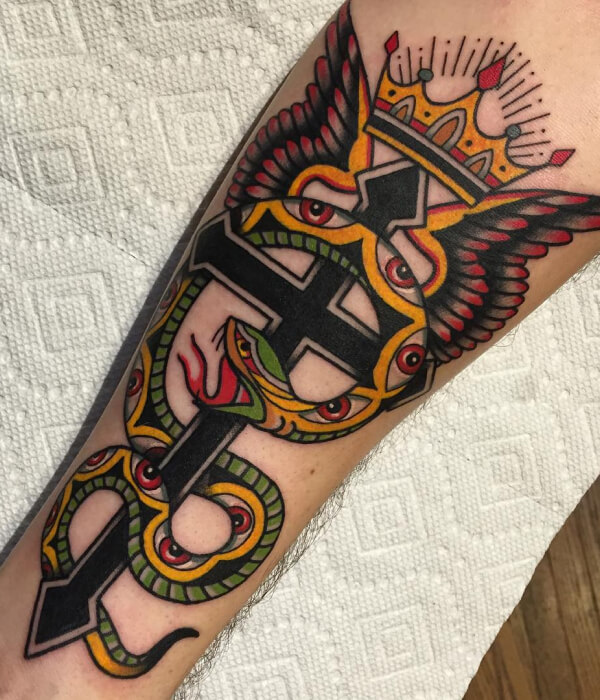 Cross Tattoo Sleeve American Traditional