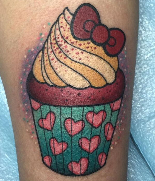 Cupcake Tattoo with Bow ideas