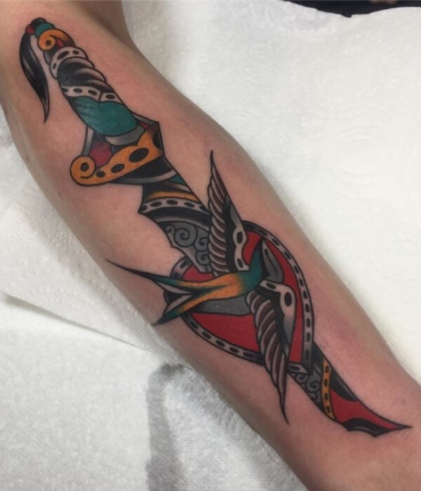 Dagger Tattoo Sleeve American Traditional