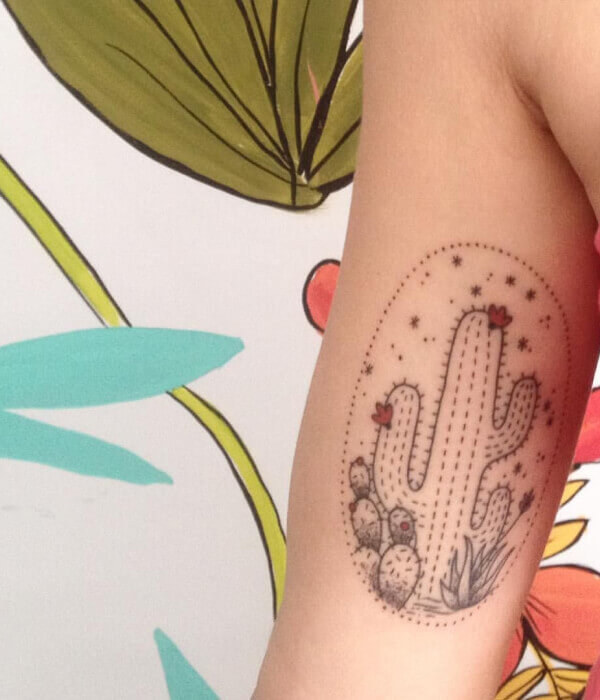 Dotted Cactus Tattoo ideas