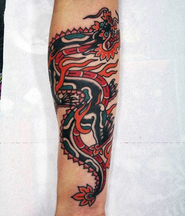 Dragon Tattoo Sleeve American Traditional
