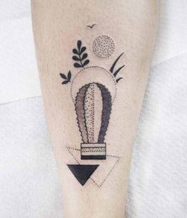 Geometric Cactus Tattoos Design