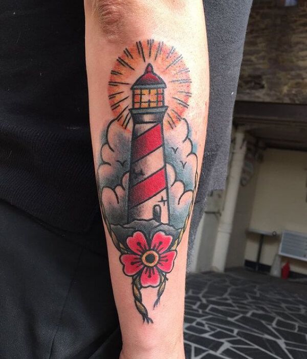 Lighthouse Tattoo Sleeve American Traditional