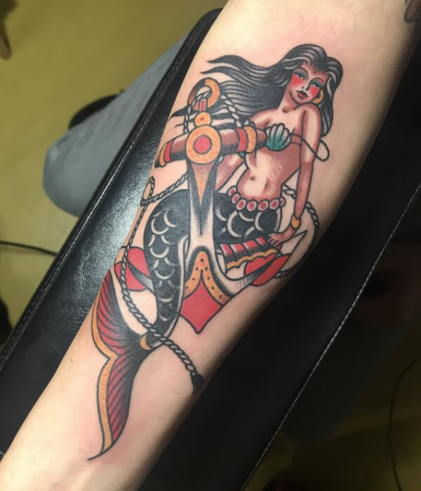 Mermaid Tattoo Sleeve American Traditional