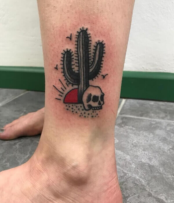 Old School Cactus Tattoo Design