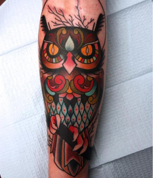 Owl Tattoo Sleeve American Traditional