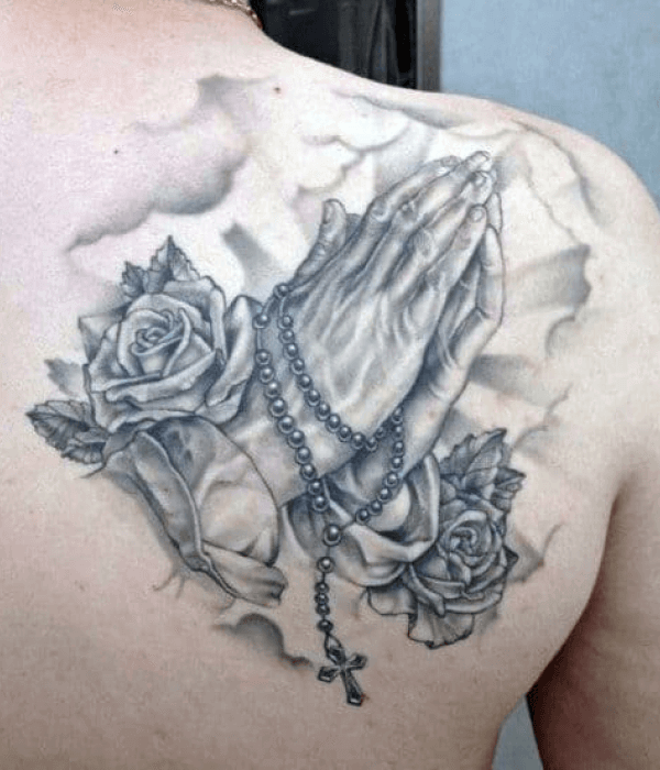 Praying Hands with Rosary Tattoo