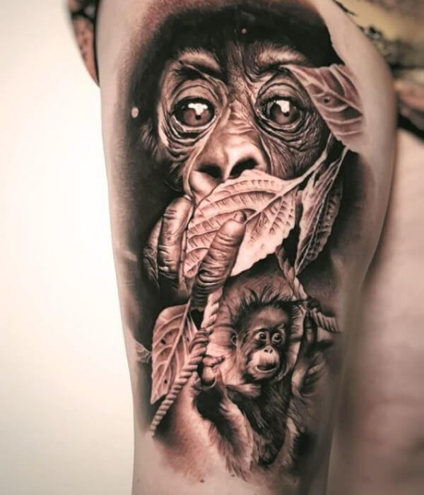 Realistic Monkey Tattoo