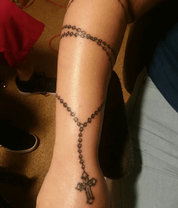 Rosary Tattoo on Arm Design