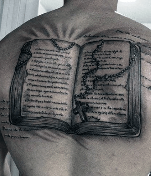 Rosary Tattoo with Bible Design