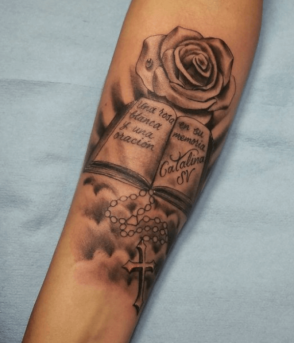 Rosary Tattoo with Bible