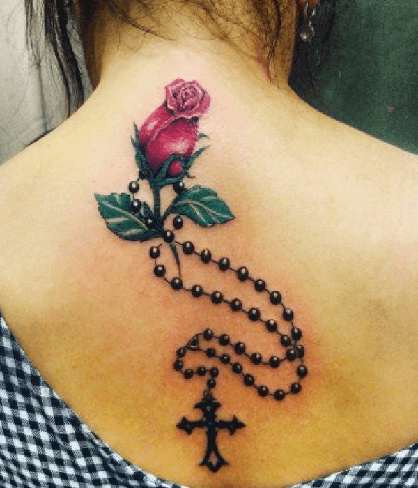 Rosary Tattoo with Rose Design