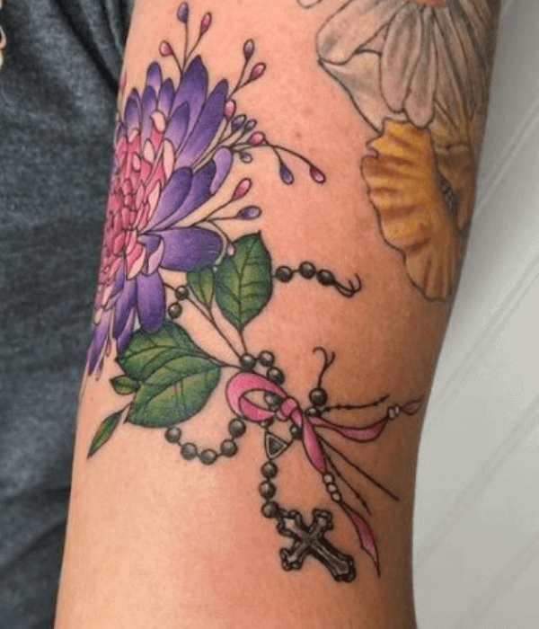 Rosary Tattoo with the Flower