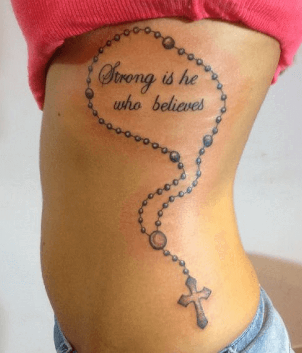 Rosary with the Quote Tattoo Design