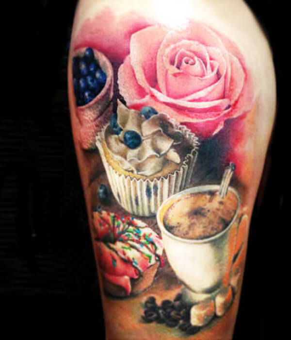 Rose Flower Cupcake Tattoo ideas