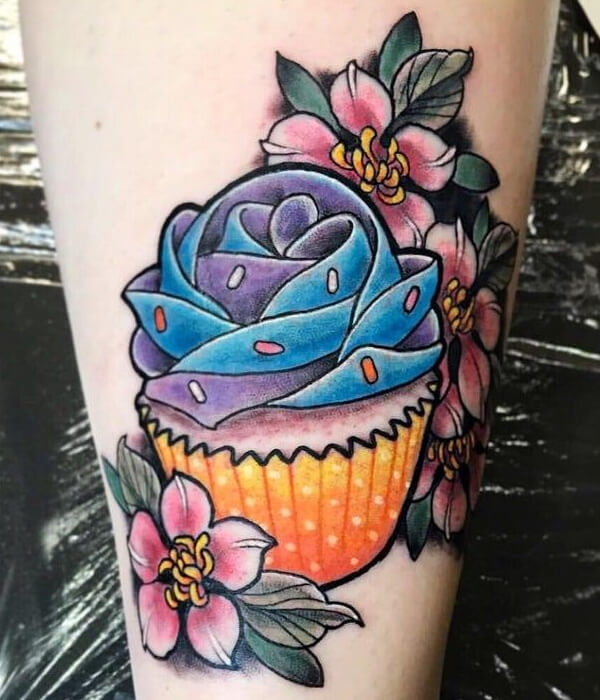 Rose Flower Cupcake Tattoo